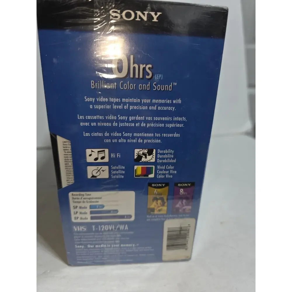 Sony VHS T-120 VL Standard Grade VHS Blank Tapes 8 Pack Factory Sealed 6 Hrs